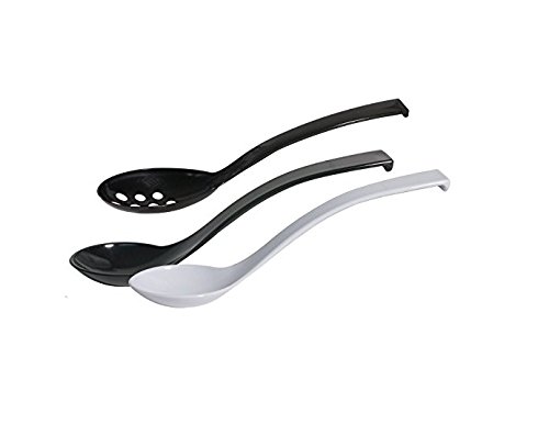 Vorlegelöffel aus SAN Kunststoff, in schwarz oder weiß, mit oder ohne Perforierung/Länge je Ausführung: 23,5 cm | ERK (A1 - nicht perforiert, Schwarz)