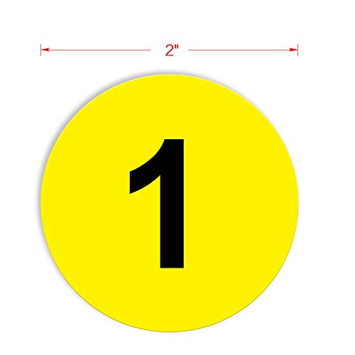 dealzEpic - Number Stickers - 2 inch Yellow 1 to 20 Round Self Adhesive Stickers / 2" Removable Numbered Labels