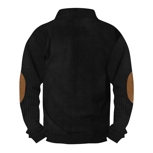 Men's Vintage Corduroy Clothing Outdoor Casual Sweatshirts Henley Neck Button Long Sleeve Patchwork Pullover Shirts2