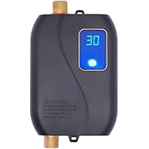 Tankless Water Heater Electric 110V 3000W Mini Instant Water Heater Electric with LED Display Instant Hot Water Heater Under Sink for Kitchen, Bathroom and RV, Black