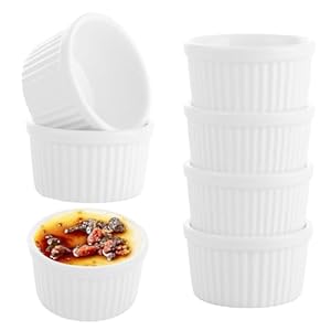 ASelected Ramekins Set of 8 Oven Safe,7 CM White Porcelain Ramekins,90 ML Baking Cups for Souffle,Porcelain Souffle Dish Mini Bowls for Small Cakes,Muffin,Creme Brulee,Pudding,Ice Cream,Sauce and Dips