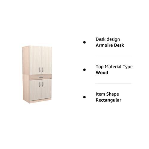 Inval Computer Desks, Laricina-White/Beech #TOP5
