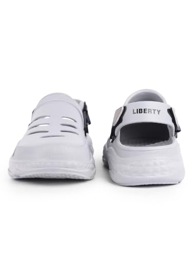 Image of Liberty A-HA BEACHRIDE Clogs for Men, Light Grey, Black & Dark Green | Casual Slip-On Slingback Clog for Walking & Outdoor Use | Solid Pattern, Trendy Stylish Fashionable Sandals with Lightweight