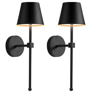 KDG Wireless Wall Sconces Set of 2, Small Cordless 5200mAh Rechargeable Battery LED Wall Lamps, Stepless Dimming Lightings for Wall Painting, Living Room, Bedroom, Hallway, Gifts, Night Light (Black)