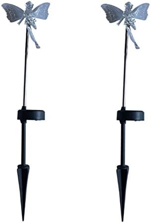 UberGarden Solar Powered Garden Stake Light with Fairy Pixie Angel with Wings Miniature Figurine (Pack of 2)