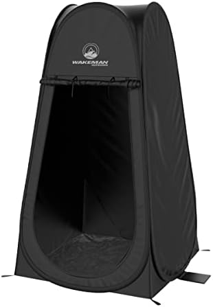 Pop Up Pod - Privacy Shower Tent, Dressing Room, or Portable Toilet Stall with Carry Bag for Camping, Beach, or Tailgate by Wakeman Outdoors (Black)