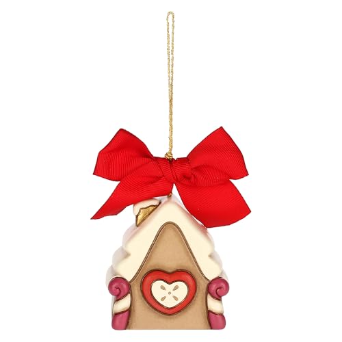 THUN, Addobbo Natalizio Casetta in Ceramica di Alta Qualità, Versione Grande, Collezione Natale, Addobbo Natalizio da Collezione, Idea Regalo per Natale, 5,8 x 4,6 x 6 cm