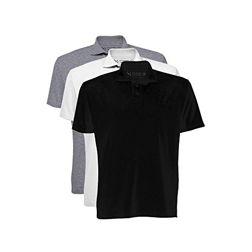 Kit 3 Polo Masculina basicamente. Masculino Branco/Preto/Mescla G