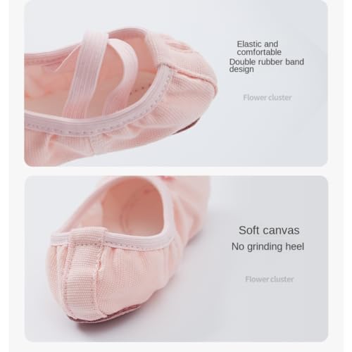 Anneken Ballet Shoes for Girls Toddler No Tie Canvas Dance Flats Practice Slippers Split Soft Leather Flat Shoes (Toddler/Little/Big Kid)4