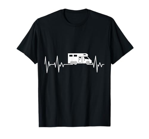 Camper Caravan Motorhome Heartbeat Camping Van Camiseta