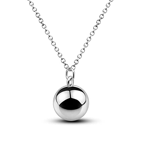 Dankadi Fashion Silver Harmony Ball Necklace Brilliant Chime Bola 20MM Pendant Choker 18' 20' 22' Beads Chain O-Chain Women Jewelry Gifts For Pet Cats & Dogs (20 inches, O Chain Style)