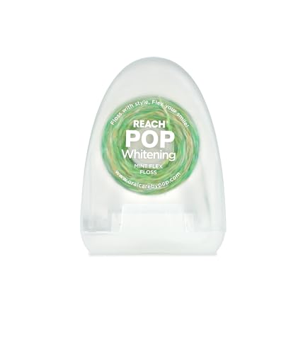REACH POP Whitening Dental Floss Mint Baking Soda Infused Teeth Whitening Plaque Remover for Teeth Shred Resistant Vegan Wax Cruelty Free Oral Care PFAS Free 1 Pack 55 yd