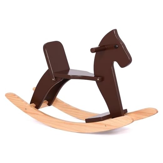 KRAND Rocking Horse Baby Ride On Toy for Kids Wooden Classic Design with Pedal and Safe Backrest Ideal Gift for Toddlers (Classic, Espresso)
