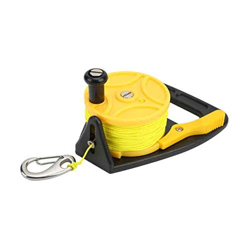 NutriEss Diving Fishing Reel Scuba Diving Reel Thumb Stopper Hook Snorkeling Underwater Water Sports 46m Yellow Wire Black Reel (Yellow Wheel)