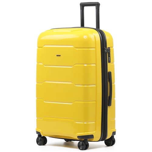 CRUW Large 28" Checked Luggage 77x51x32cm + Expandable Hold Baggage (114/121 Liters) Polypropylene Suitcase TSA Approved Lock 8 Silent Spinner Wheels Lightweight Suitcases Airline-Approved Travel