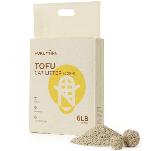Image of FUKUMARU Corn Cat Litter, 5.5 LBS Flushable Cat Litter Clumping, Dust Free Corn Cats Litter, Natural Unscented, Low Tracking Kitty Litter Pellets, 24 /7 Odor Control