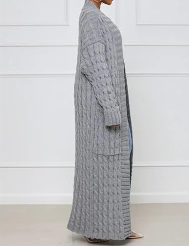 Womens Stylish Cable Knit Dual Chunky Cardigan with Pockets4