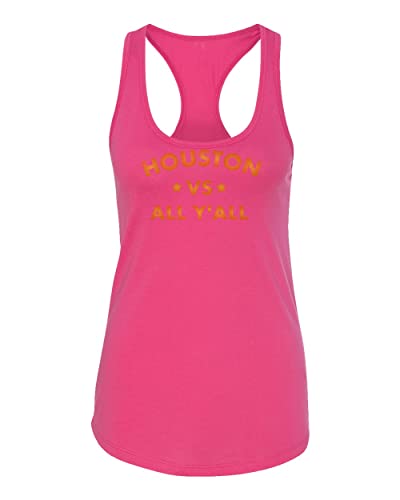 Baku Apparel Houston vs All Y'all Texas Sport Gift Womens Racer Back Tank Top (Pink, Large)