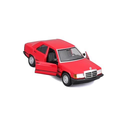 Bburago Mercedes 190E (1987): Modelo de Coche a Escala 1:24, Puertas móviles, Azul (18 21103B)