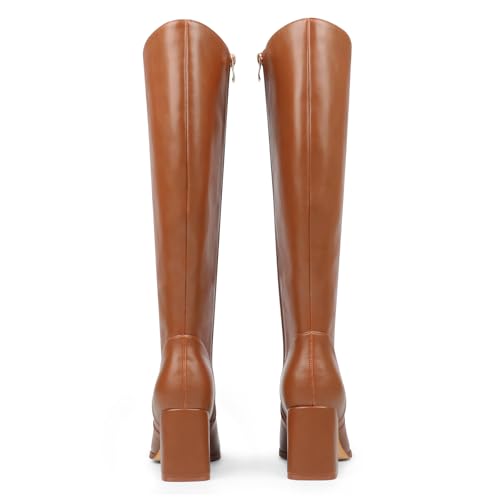 Image of JOY IN LOVE Knee High Boots Women Chunky Block Heel Square Toe Zipper Boots