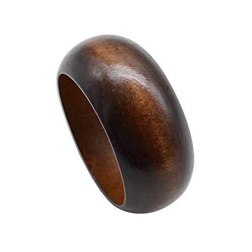 Round DIY Natural Wooden Large Bangles Handmade Ethnic Wood Cuff Bracelet Vintage Simple Round Natural Wooden Chunky Bracelet for Women Jewelry-A