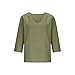 Linen Shirts for Women Spring Trendy 3/4 Sleeve V Neck Loose Dressy Blouses Cotton Summer Beach Boho Casual Outfits Army Green