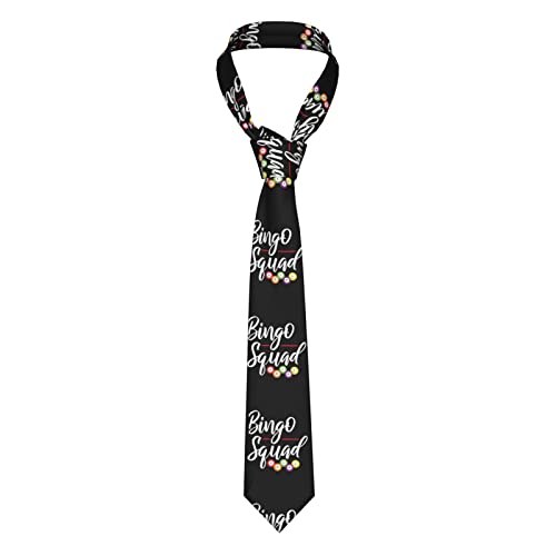 GILIOS Mens Graphic Necktie Funny Bingo Squad Fun Printed Office Neck Tie For Men