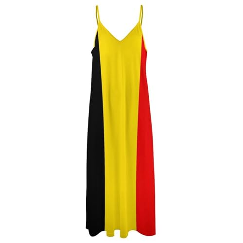 Robe longue imprimé drapeau belge col V robe d'été décontractée grande taille