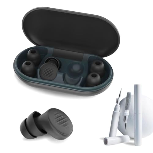 Tapones Oidos Ruido Dormir. Protección Auditiva con 7 Almohadillas XS-S-M-L + Bolígrafo de Limpieza. Para Estudiar, Concentrarse, Viajar y Ocio. Tapones Oídos Cancelación de Ruido Hasta 45 dB NEGRO