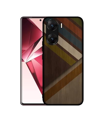 Image of Colorful Wooden Pattern Design Premium 2D Printed Metal Back Case Cover for Vivo V29E 5G