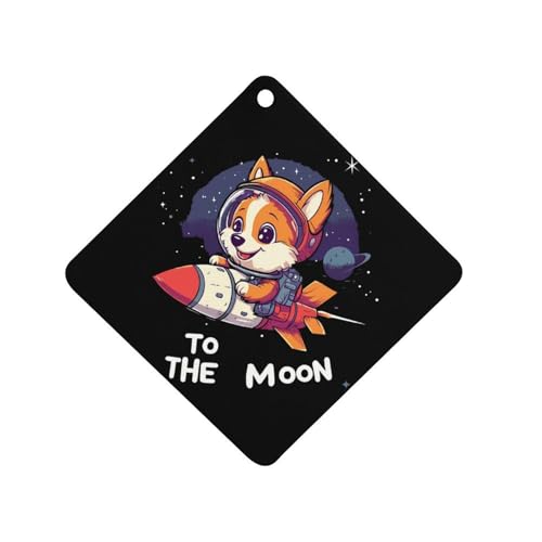 Corgi TO THE MOON Car Air Freshener Hanging Aromatherapy Tablets for Car Accessories Rhombus