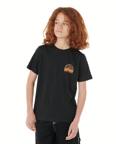 Rip Curl T-shirt a maniche corte da ragazzo vestibilitĂ standard, Shred Grato Nero, 10