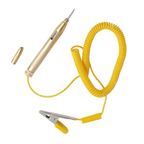 Annlpoy 1pcs comprobador de fusibles coche,probador de circuitos automotriz Tester de Tensión DC 6V 12V 24V,Cable Espiral Extensible, Herramienta Diagnóstico Eléctrico Automotriz, Amarillo