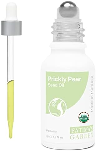 Fatima's Garden Prickly Pear Seed Oil for Face, Hair, Skin, & Nails, USDA Ecocert Certified Organic, Pure Cold Pressed Moroccan Anti-aging Moisturizer, Barbary Fig, Cactus Oil - 0.5 Fl oz / 15ml