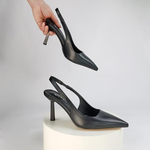 Women's Slingback Closed Pointed Toe Slip-on Kitten High Heel Casual Sexy Sandals Party Dress Pump Black Pink Shoes4