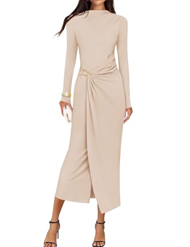 ZESICA Mock Neck Long Sleeve Bodycon Dress