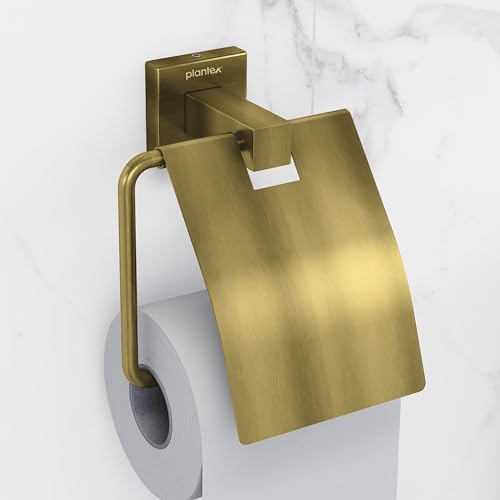 Image of Plantex Stainless Steel Toilet Paper Holder /Toilet Roll Holder for Bathroom /Tissue Paper Holder /Bathroom Accessories - Aqua (Brass Antique)