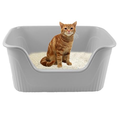 Arenero para gatos grande con entrada baja y bordes altos miniatura 1