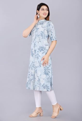Image of Women Printed Collar Neck Half Sleeve Regular Fit Formal Kurti for Women's