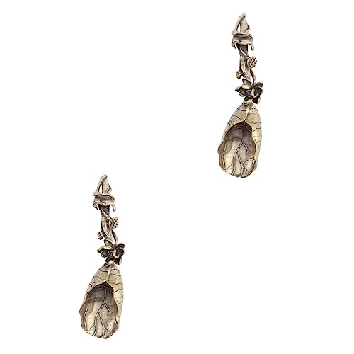 ARTIBETTER 2pcs Pure Brass Lotus Shovel Tea Art Ornaments Copper Carving Decoration Tea Measuring Tea Accessories Gifts Coffee Loose Tea Mini Decor Delicate Tea Shovel Matcha Metal