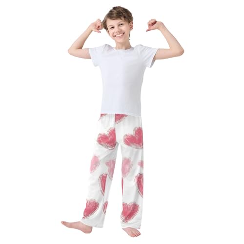 GuoChe Mixed Pink Heart Pajama Pants for Kids Soft Warm3