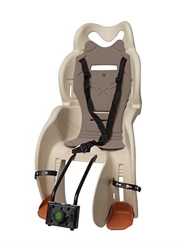 Generico SANBAS ELIBAS Silla Trasera Universal Bicicleta de Transporte Niños Conexión Marco Made in Italy (Beige)