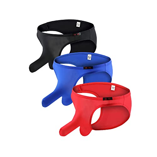 Men's Ice Silk Solid Color Separate Pouch Bikini Briefs