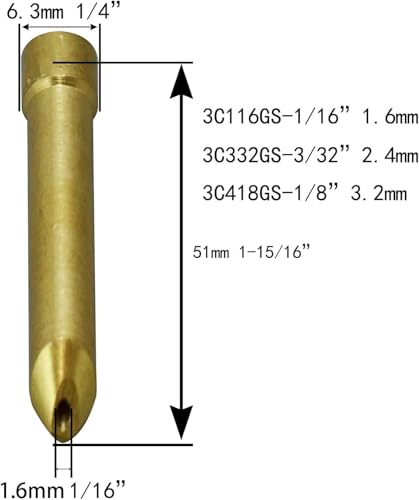 Image of RIVERWELD TIG Long Wedge Collet 3C116GS-1 /16 inch 1.6mm 10pcs | Fit DB SR WP 17 18 26 TIG Welding Torch