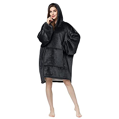 Image of Maharsh Oversized Hoodie Blanket Women Ultra Plush Fleece with Soft Sherpa Reversible Warm Cosy Comfy Wearable Hooded Giant Sweatshirt Throw for Girls Adults Men Boys Kids Big Pocket