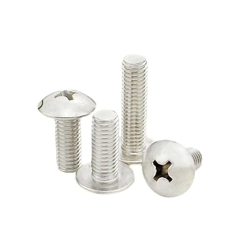 Image of Rely⇒VP INDUSTRIES (Pcs-25) M6x16 mm Truss Phillips Head Screw Mild Steel in NIckel Finish | Truss Head Screws,Fully Thread,Machine Thread