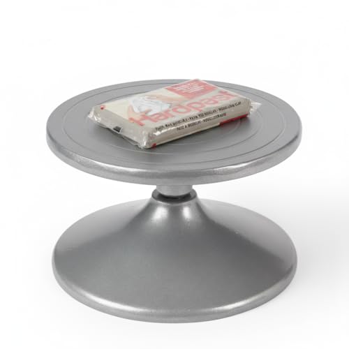Artizzo - Torneta de aluminio 17 cm de diámetro. Plato giratorio para modelado y pintura. Incluye 0,5 Kg de arcilla blanca de secado al aire.
