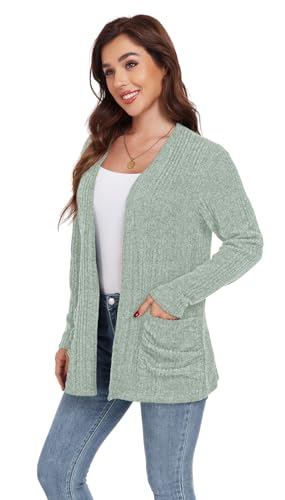 Image of GRECERELLE Womens Long Sleeve Lightweight Open Front V-Neck Casual Cardigan Sweaters Outerwear with Pockets 2025, S-2XL