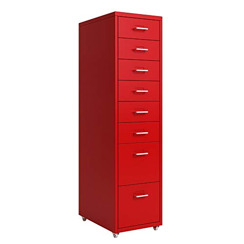 Preisvergleich Produktbild Bürocontainer Schubladenkommode 8 Schublade Stahl Einheiten Aktenschrank Multifunktionsaufbewahrungs Home Office Need for A4 Größe zusammenbauen Aktenschränke ( Farbe : Red , Size : 28x41x108cm )