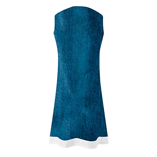 Gamivast Denim Print T Shirt Dress Cotton Tshirt Dress Plus Size Sleeveless Midi Dress For Women Casual Summer Dress Sundress #TOP4